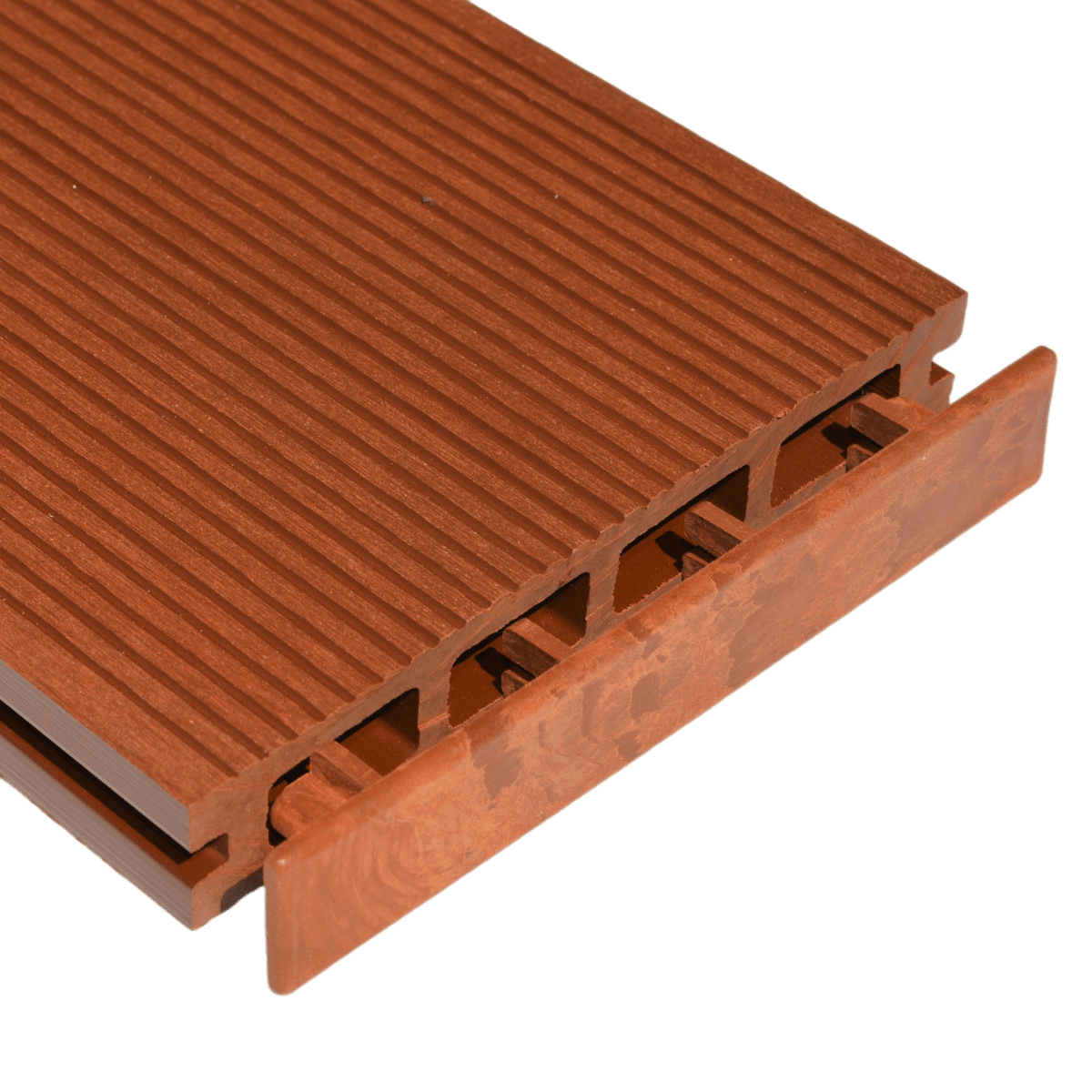 Brown Red / Teak Plastic Composite Decking End Cap to suit 150mm wide