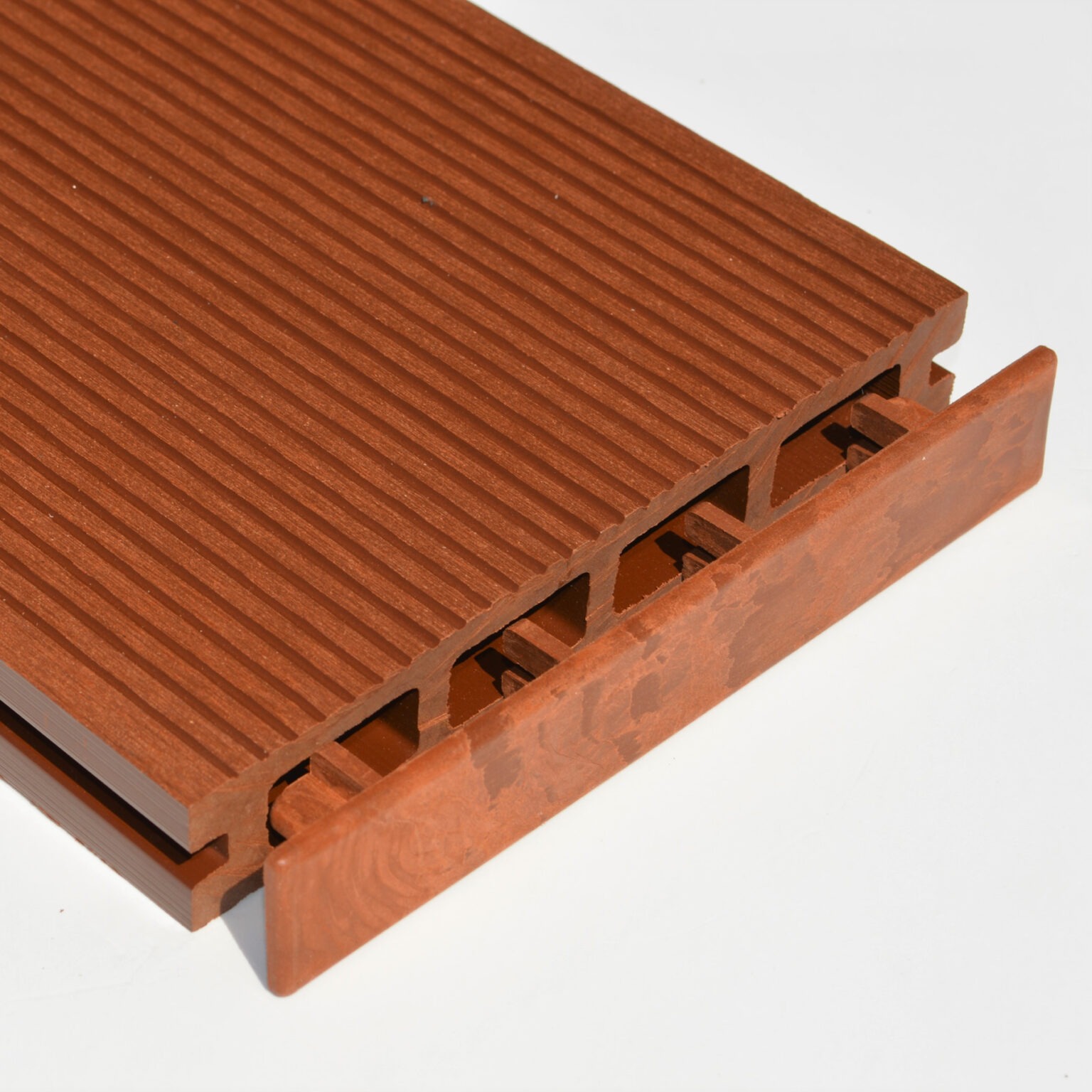 Brown Red / Teak Plastic Composite Decking End Cap to suit 150mm wide