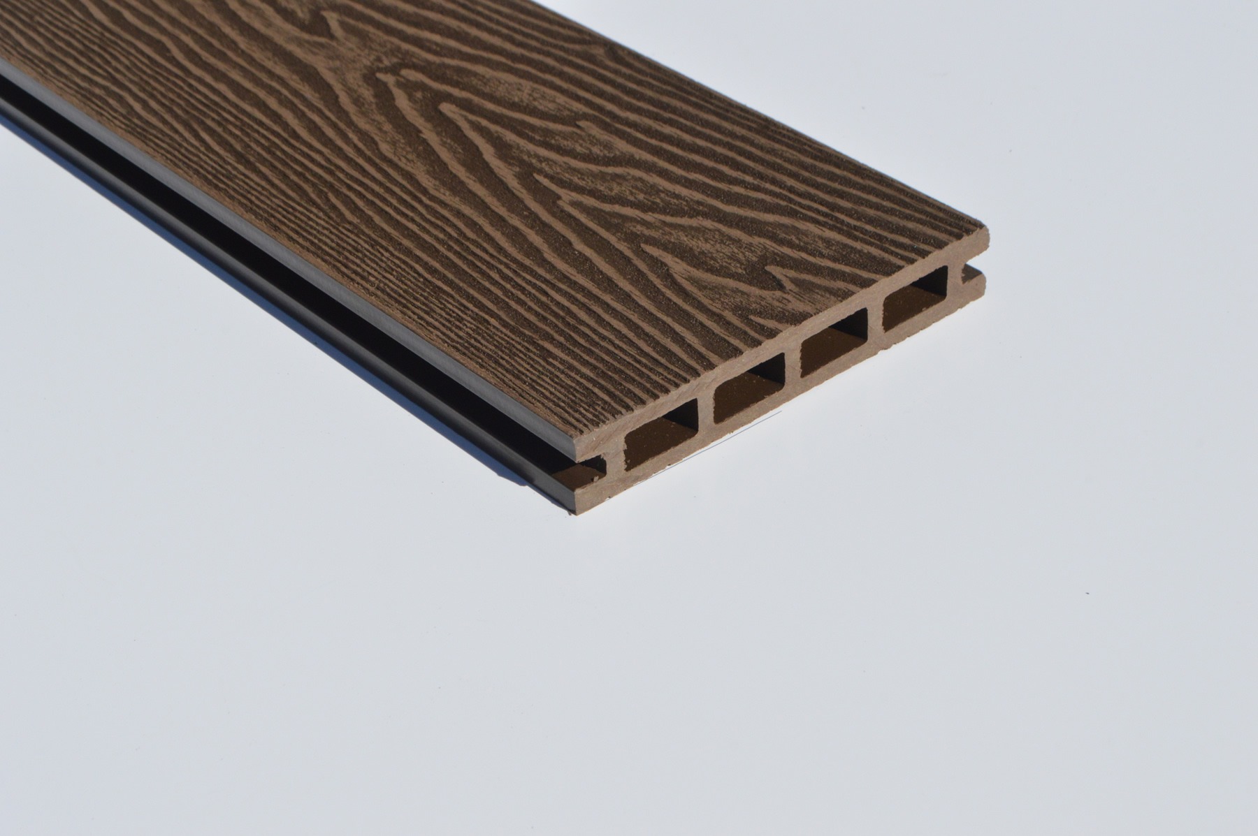 Deep Groove Woodgrain Dark Brown Composite Decking Board x 4.2m Long