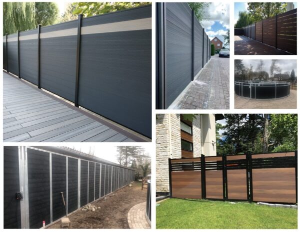 Rockwood WPC wood platic composite Fence_Charcoal with StGr Band
